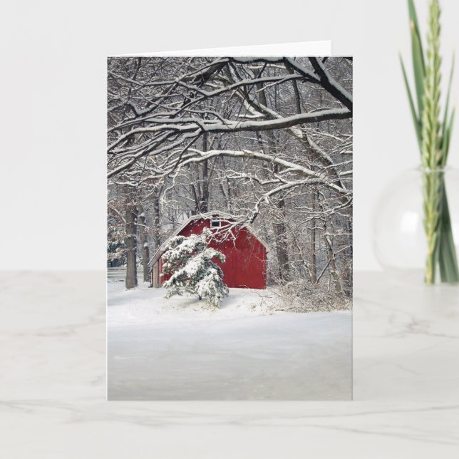Cartes Pour Fêtes Annuelles La Barne Rouge dans la neige 2011 (Devant)