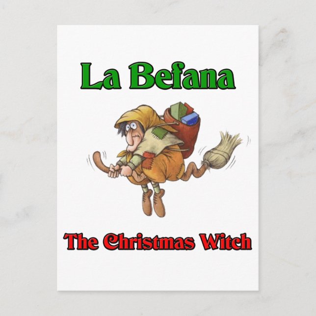 Cartes Pour Fêtes Annuelles La Befana la sorcière de Noël. (Devant)