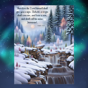 Cartes Pour Fêtes Annuelles La Bible Emmanuel Verse Bois d'hiver Cascades