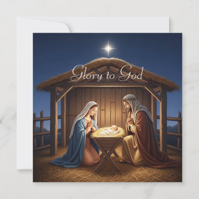 Cartes Pour Fêtes Annuelles La Bible Gloire Religieuse À Dieu Noël chrétien (Devant)