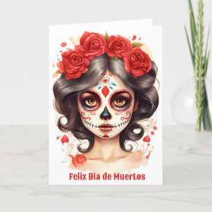 Cartes Pour Fêtes Annuelles La Calavera Catarina 💀 en Flores Rojas 🌹