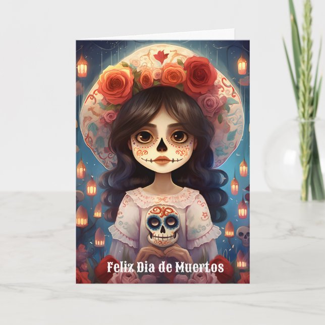 Cartes Pour Fêtes Annuelles 🌹 La Calavera Catrina : Les fleurs de la vie 🌹 (Devant)