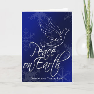 Cartes Pour Fêtes Annuelles La colombe blanche bleue, la paix sur Terre Noël
