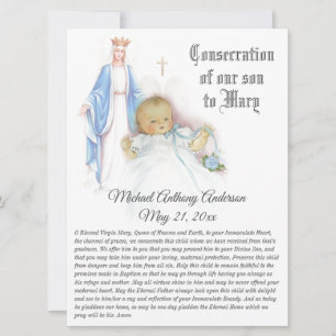 Cartes Pour Fêtes Annuelles La consécration de notre Fils Bébé Vierge Marie