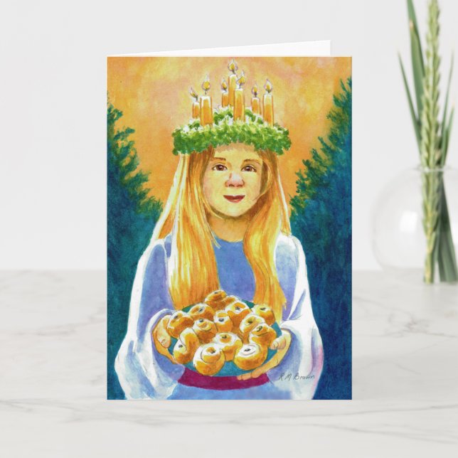 Cartes Pour Fêtes Annuelles La couronne de bougies de Sainte-Lucie (Devant)