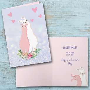 Cartes Pour Fêtes Annuelles La Cute Llama Mia en Saint Valentin d'amour