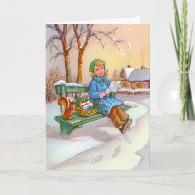 Cartes Pour Fêtes Annuelles La dame et l'écureuil (Devant)