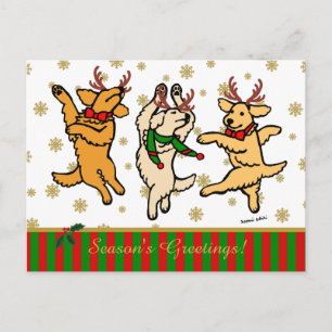 Cartes Pour Fêtes Annuelles La danse de Noël Golden Retrivers