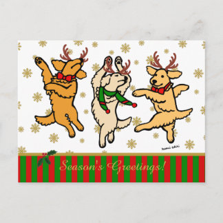 Cartes Pour Fêtes Annuelles La danse de Noël Golden Retrivers