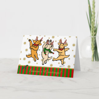 Cartes Pour Fêtes Annuelles La danse de Noël Golden Retrivers