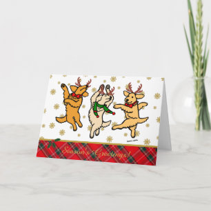 Cartes Pour Fêtes Annuelles La danse de Noël Golden Retrivers