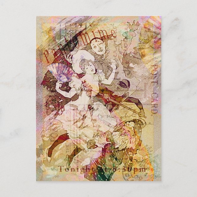 Cartes Pour Fêtes Annuelles La danseuse et le Noël Pierrot (Devant)