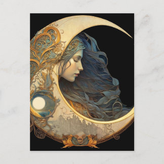 Cartes Pour Fêtes Annuelles La déesse de la lune d'aquarelle