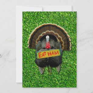 Cartes Pour Fêtes Annuelles La dinde fière de SlipperyJoe mange du jambon roug