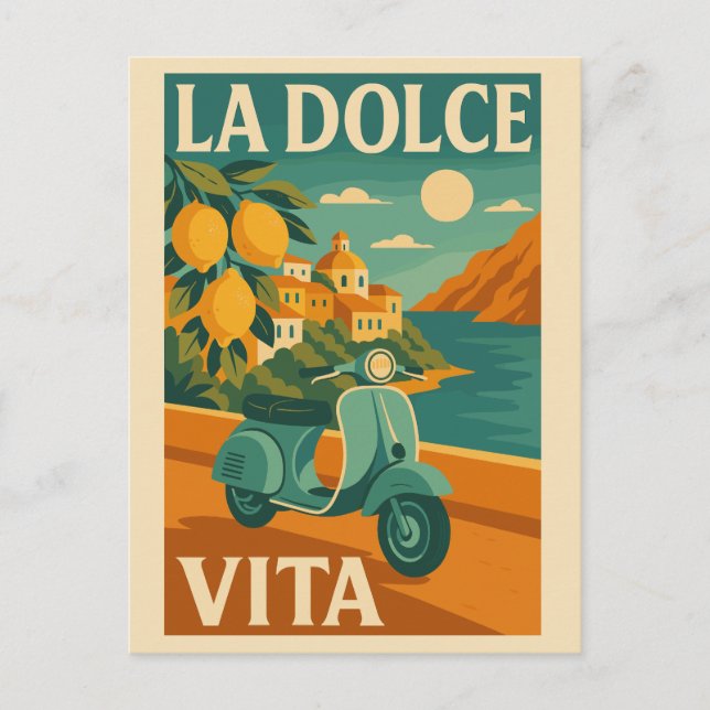 Cartes Pour Fêtes Annuelles La Dolce Vita - Retro Voyage de la côte italienne (Devant)