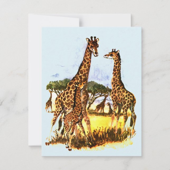 Cartes Pour Fêtes Annuelles La famille Giraffe - (Devant)