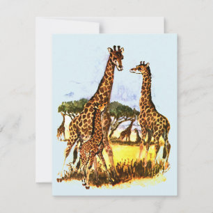 Cartes Pour Fêtes Annuelles La famille Giraffe -
