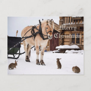 Cartes Pour Fêtes Annuelles La ferme de Noël idyllique parler d'animaux amis