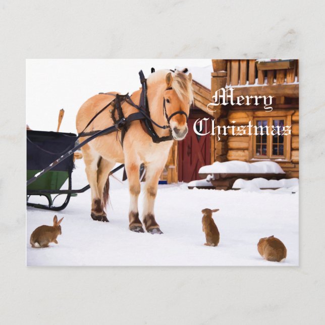 Cartes Pour Fêtes Annuelles La ferme de Noël idyllique parler d'animaux amis (Devant)