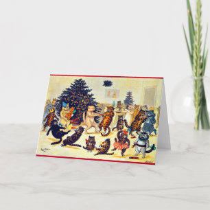 Cartes Pour Fêtes Annuelles La fête de Noël du chat, Louis Wain