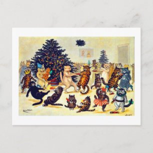 Cartes Pour Fêtes Annuelles La fête de Noël du chat, Louis Wain