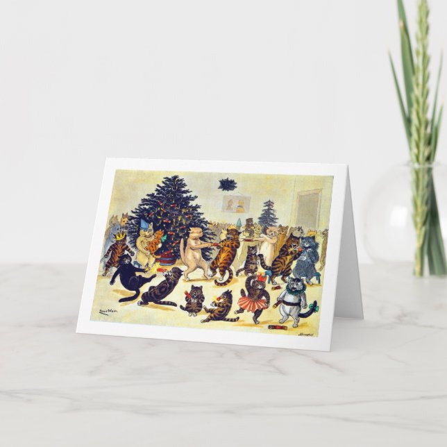 Cartes Pour Fêtes Annuelles La fête de Noël du chat, Louis Wain (Devant)