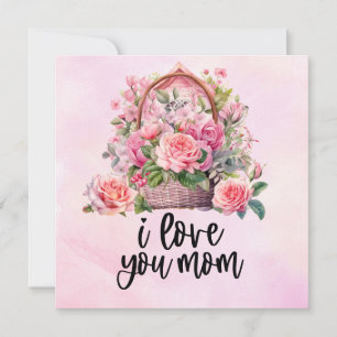 Cartes Pour Fêtes Annuelles La fête des Mères avec des fleurs roses