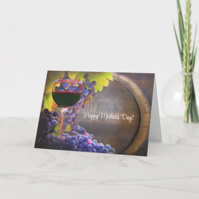 Cartes Pour Fêtes Annuelles La fête des mères avec du vin et des raisins Belle (Devant)