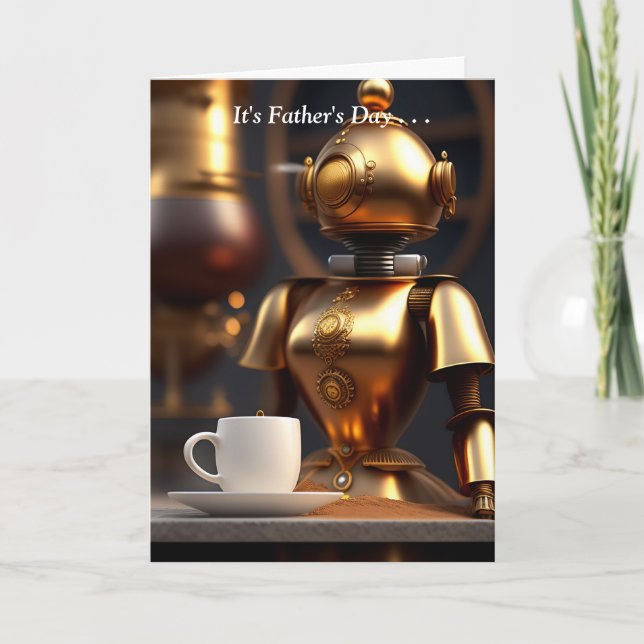 Cartes Pour Fêtes Annuelles La Fête des pères Robot Barista (Devant)