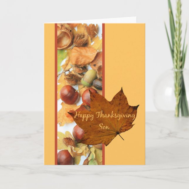 Cartes Pour Fêtes Annuelles La feuille d'érable de son bon thanksgiving (Devant)