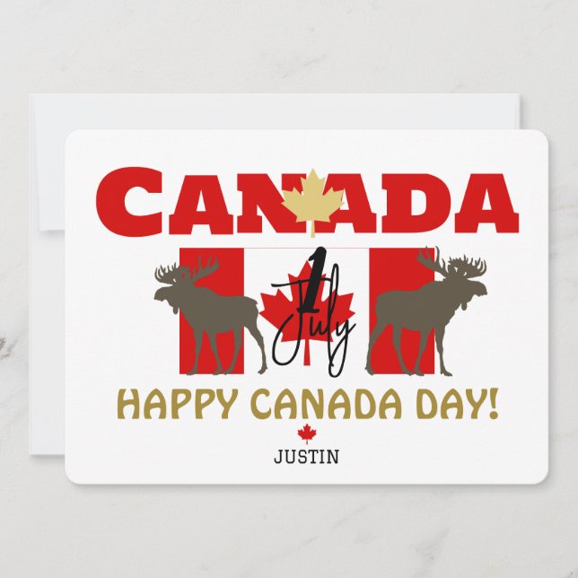 Cartes Pour Fêtes Annuelles La Feuille d'érable du Canada, Joyeuse fête du Can (Devant)