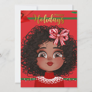 Cartes Pour Fêtes Annuelles La Fille aux Cheveux Bouclés de Joyeuses Fêtes