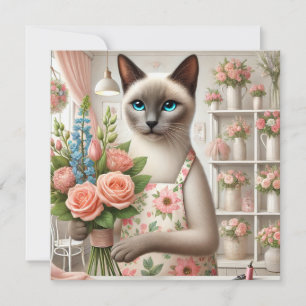 Cartes Pour Fêtes Annuelles La fleuriste Cat Mom arrange des fleurs