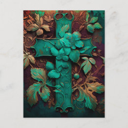 Cartes Pour Fêtes Annuelles La Foi Éternelle - Une Croix Du Verdigris Intempor