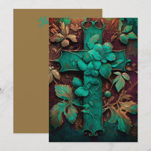 Cartes Pour Fêtes Annuelles La Foi Éternelle - Une Croix Du Verdigris Intempor
