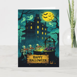 Cartes Pour Fêtes Annuelles La Fontaine à Souhaits Zombie de la Maison Hantée 