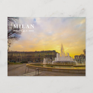 Cartes Pour Fêtes Annuelles La fontaine de la Piazza Castello au coucher de so