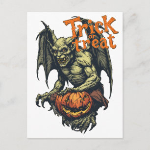 Cartes Pour Fêtes Annuelles La gargouille gothique d'Halloween sur un