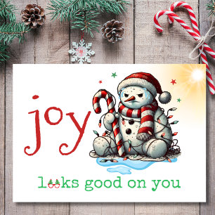 Cartes Pour Fêtes Annuelles La joie vous va bien Grumpy Snowman Noël