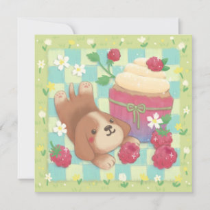 Cartes Pour Fêtes Annuelles La journée picnic de Beagle avec cupcake à la fram