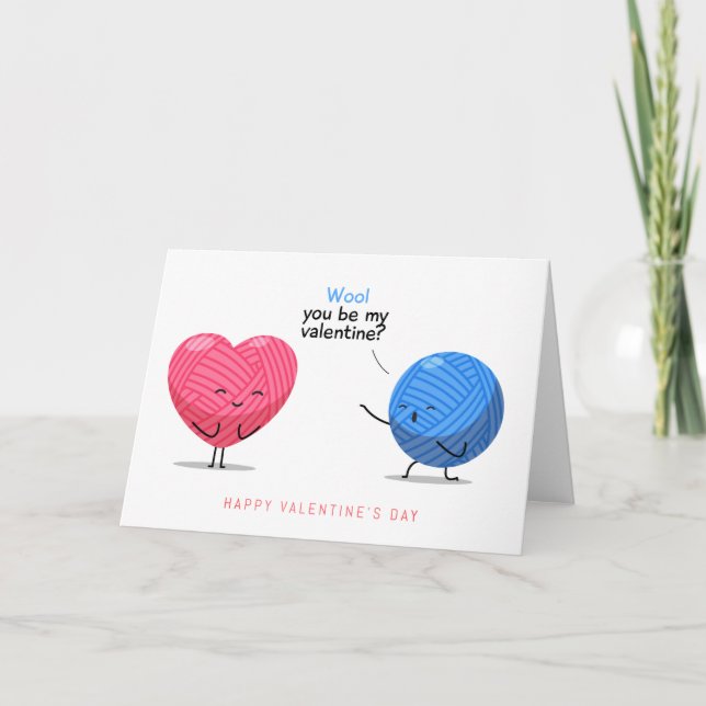 Cartes Pour Fêtes Annuelles La laine sera-t-elle ma Saint-Valentin tricot | Va (Devant)