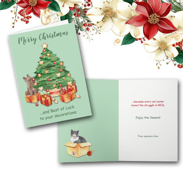 Cartes Pour Fêtes Annuelles La lutte amusante est le vrai Noël de chat (Créateur téléchargé)