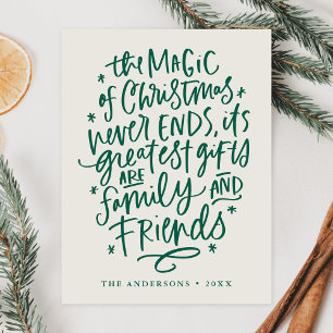 Cartes Pour Fêtes Annuelles La magie de Noël Beige et vert non photo