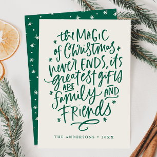 Cartes Pour Fêtes Annuelles La magie de Noël Beige & Vert non photo