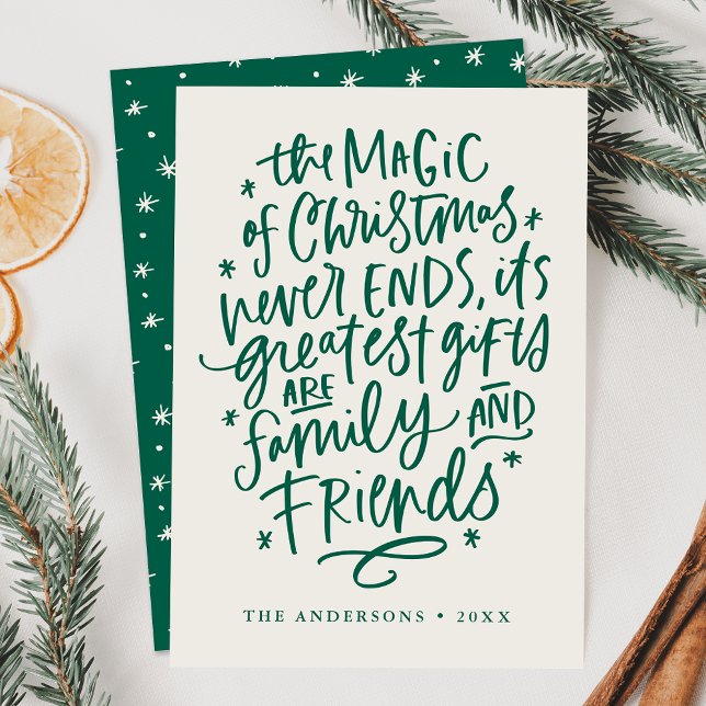 Cartes Pour Fêtes Annuelles La magie de Noël Beige & Vert non photo (Créateur téléchargé)