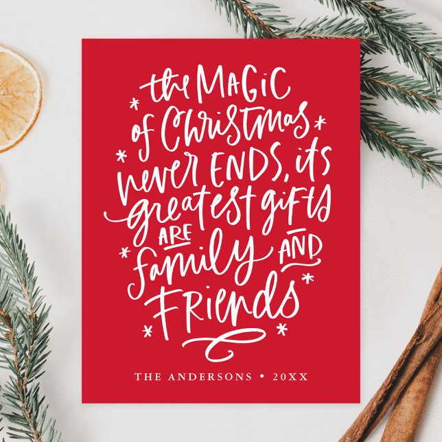 Cartes Pour Fêtes Annuelles La magie de Noël rouge non photo (Créateur téléchargé)