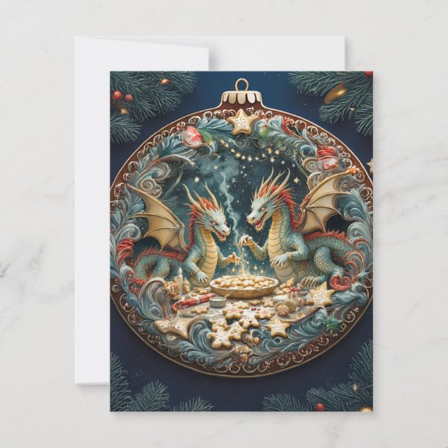 Cartes Pour Fêtes Annuelles La magie des pâtisseries de Noël des Dragons (Devant)