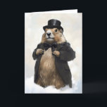 Cartes Pour Fêtes Annuelles La marmotte de fond de Gentteman est amusante<br><div class="desc">Si vous aimez les designs drôles,  celui-ci sera parfait pour vous. Il montre un marmotte. Ce design peut être facilement customisé.</div>