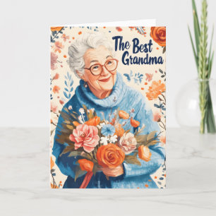 Cartes Pour Fêtes Annuelles La meilleure grand-mère souriante