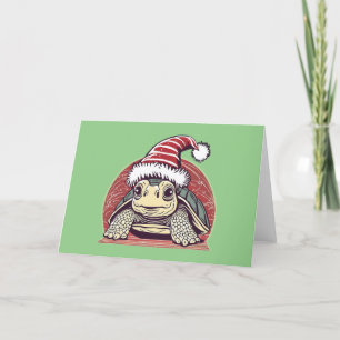 Cartes Pour Fêtes Annuelles La mignonne tortue portant un chapeau de Noël